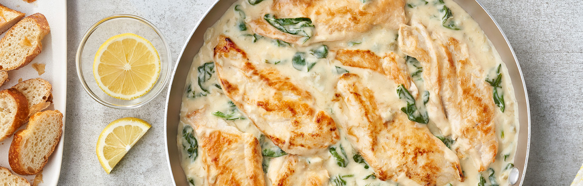 Healthy Lemon Chicken Scallopini with Spinach Image
